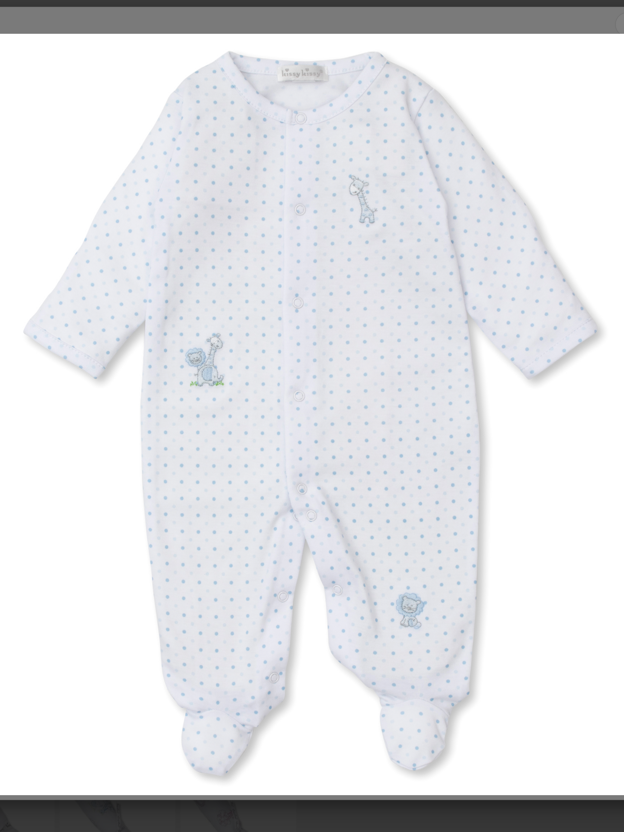 Kissy Kissy: Gingham Jungle Footie Dot - Light Blue