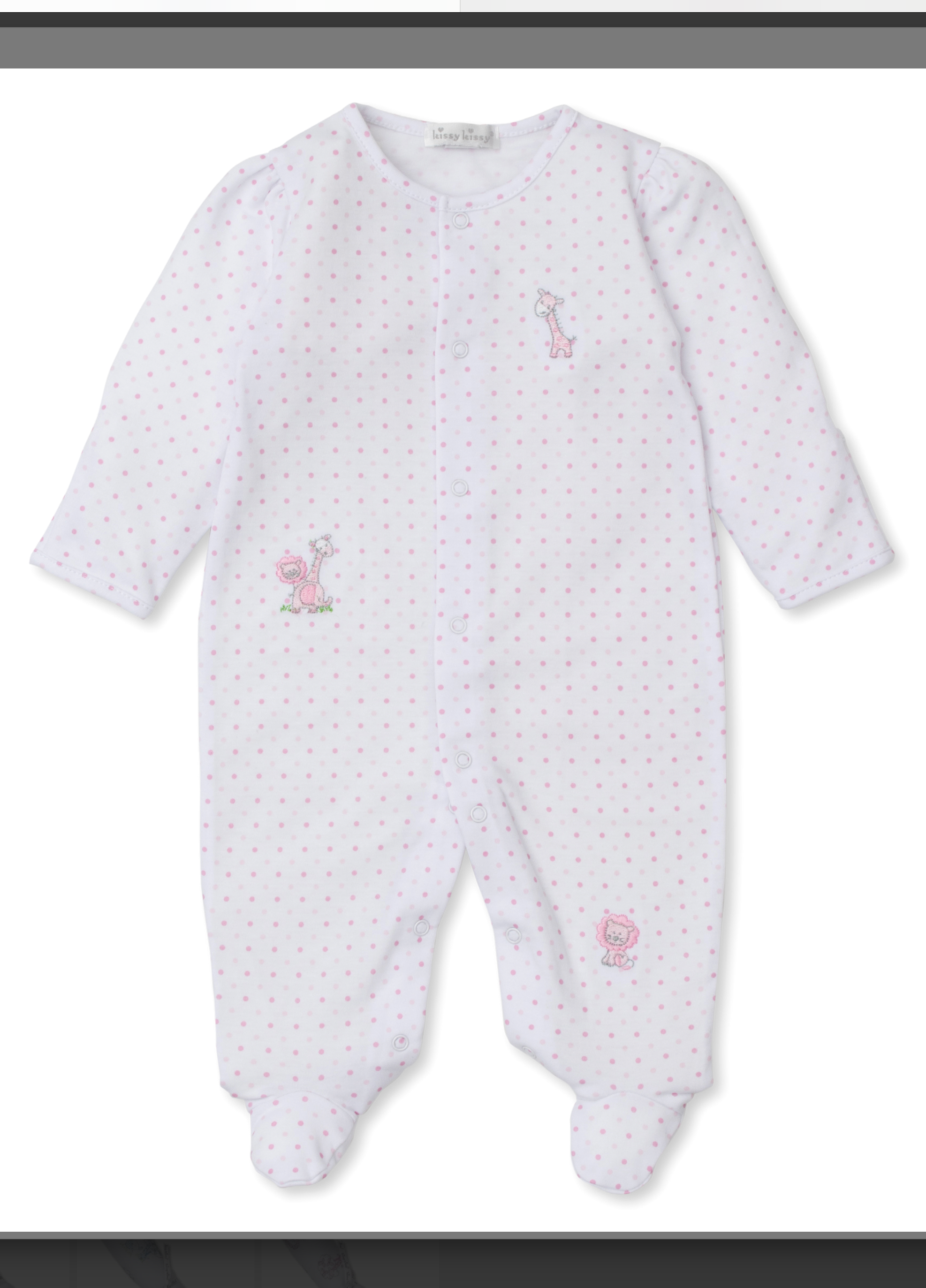 Kissy Kissy: Gingham Jungle Footie Dot - Pink