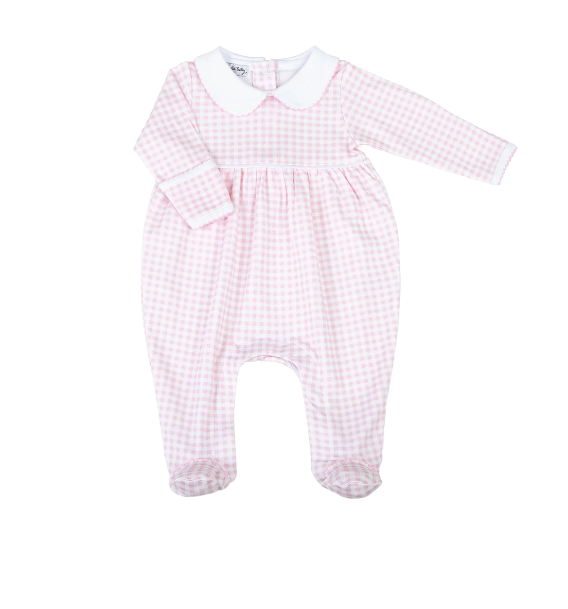 Magnolia Baby: Mini Checks Collared Girl Footie - Pink