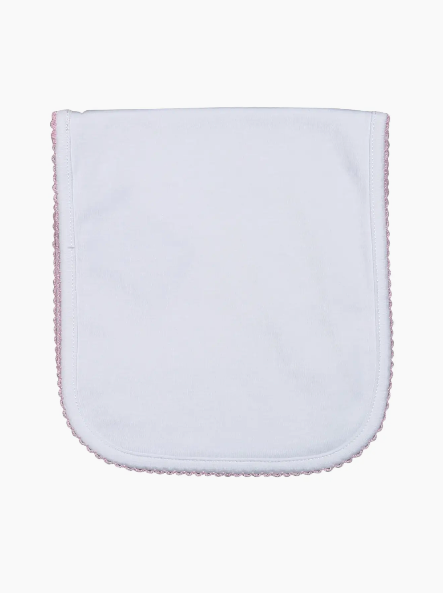 Baby Loren: White Pima Burp Cloth w/ Pink Trim