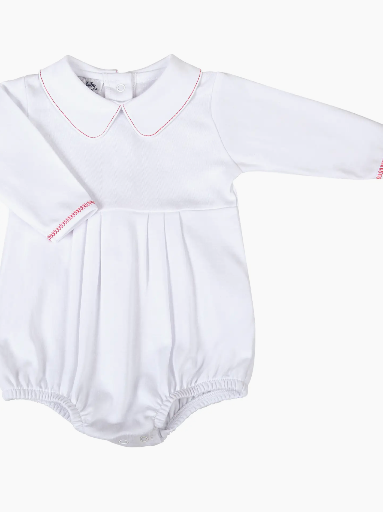 Magnolia Baby: White and Red Basics Collared Long Sleeve Boy Bubble