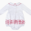 Magnolia Baby: White and Red Basics Collared Ruffle Long Sleeve Girl Bubble