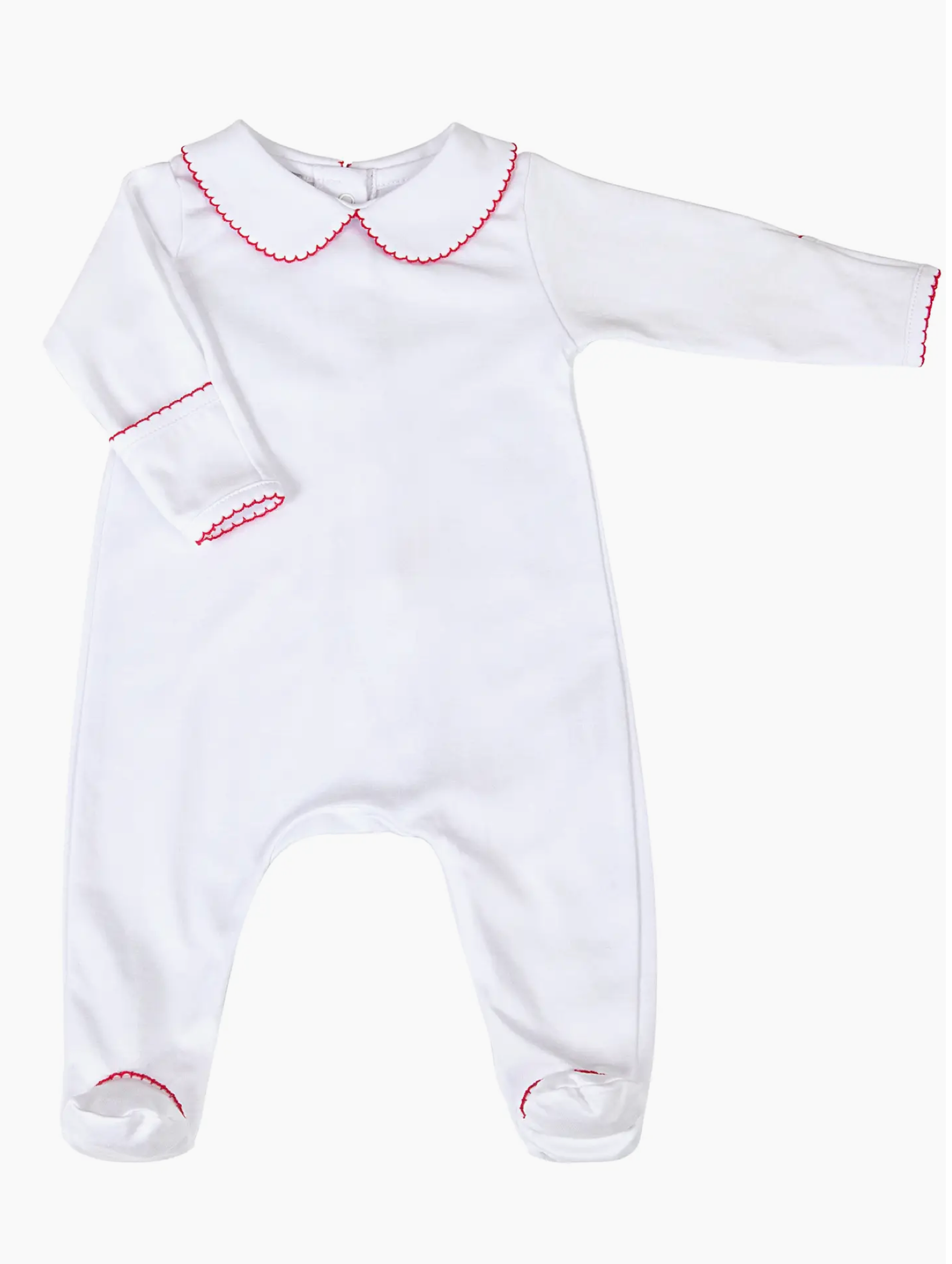 Magnolia Baby: White and Red Basics Girl Footie