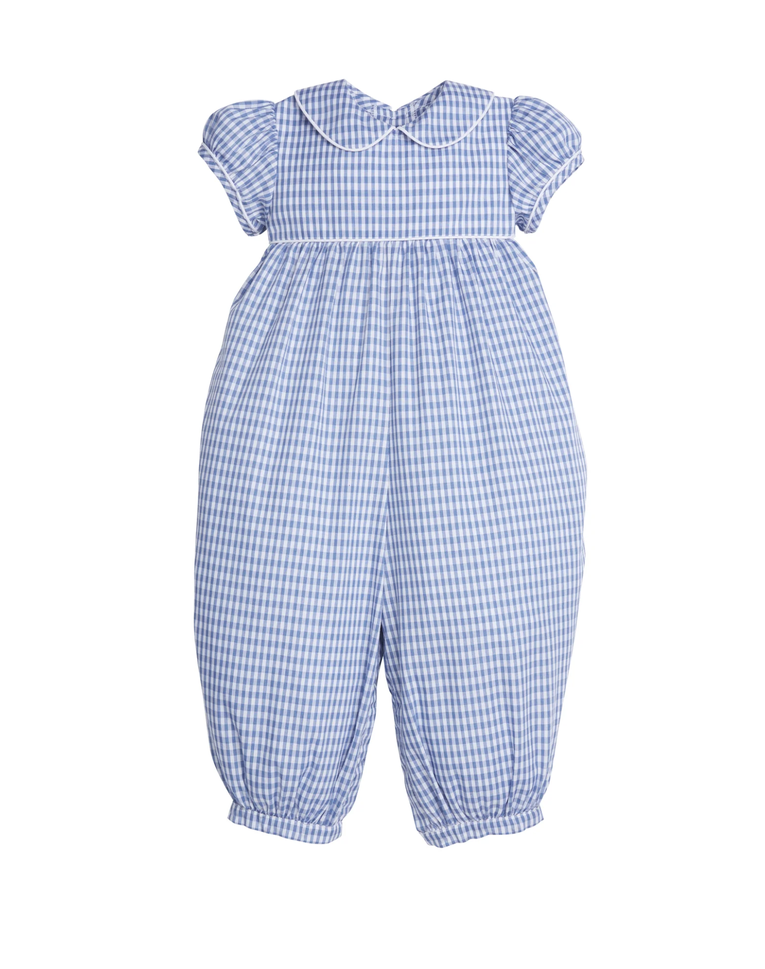 Little English: Charlotte Romper - Gray Blue Gingham