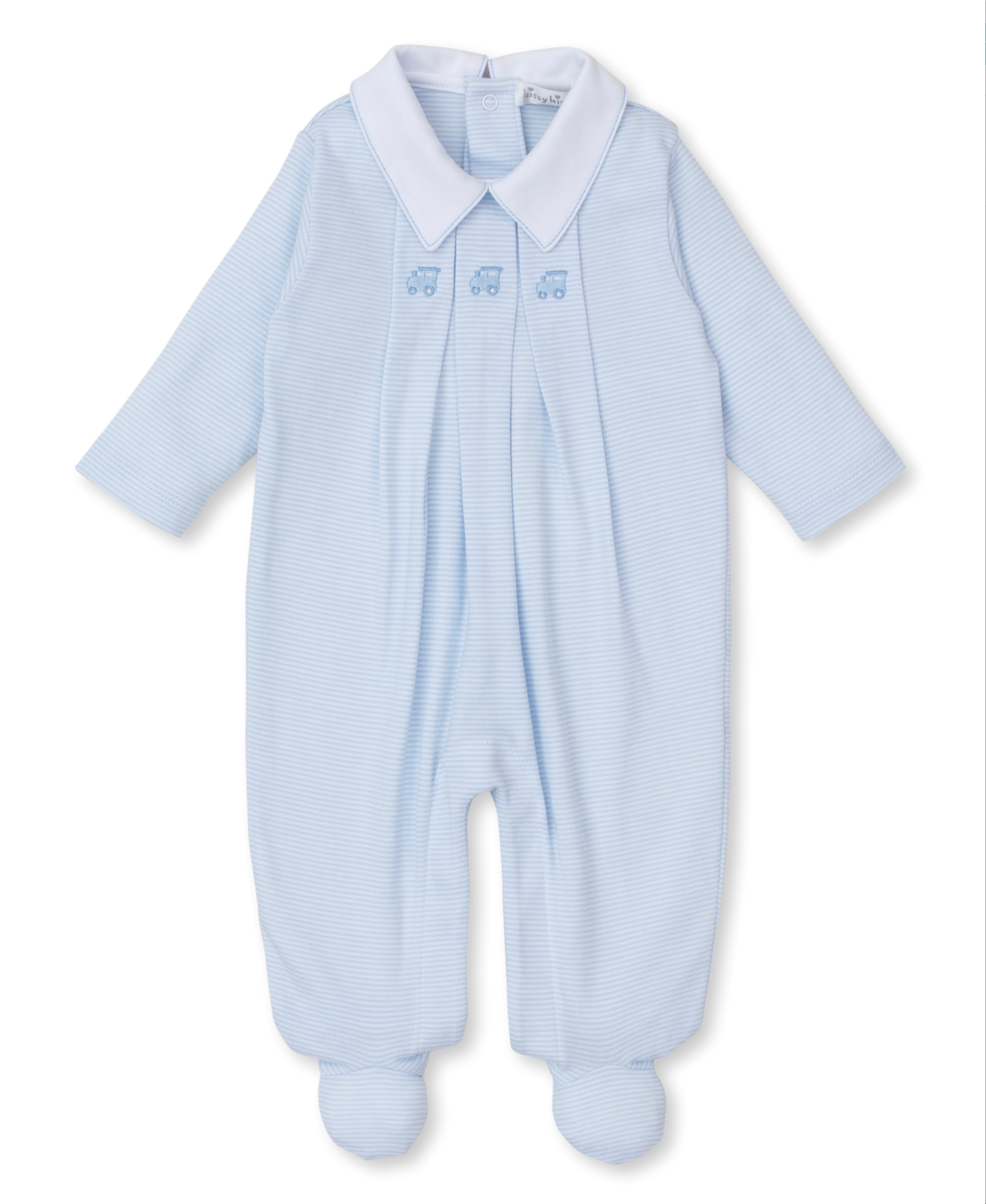 Kissy Kissy: Blue Stripe Train Footie