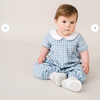 Lullaby Set: Precious Pleated Romper - Stone Blue Check