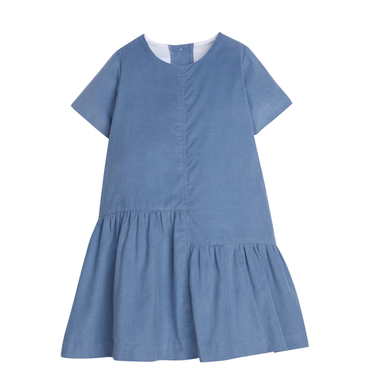 Little English: Asymmetrical Jillian Dress - Stormy Blue Corduroy