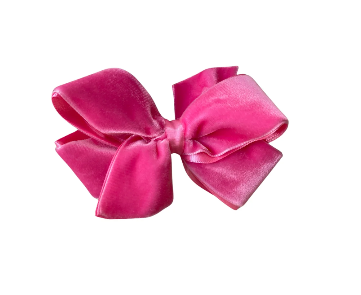 wee ones: Small Velvet Basic Bow - Azalea