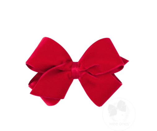 wee ones: Small Velvet Basic Bow - Red