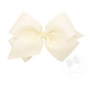 wee ones: Organza and Grosgrain Overlay Hair Bow - Off White