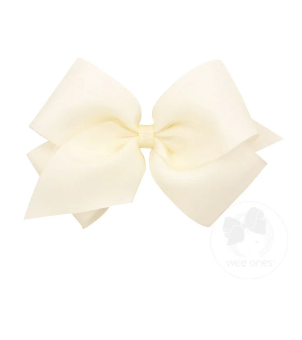 wee ones: Organza and Grosgrain Overlay Hair Bow - Off White