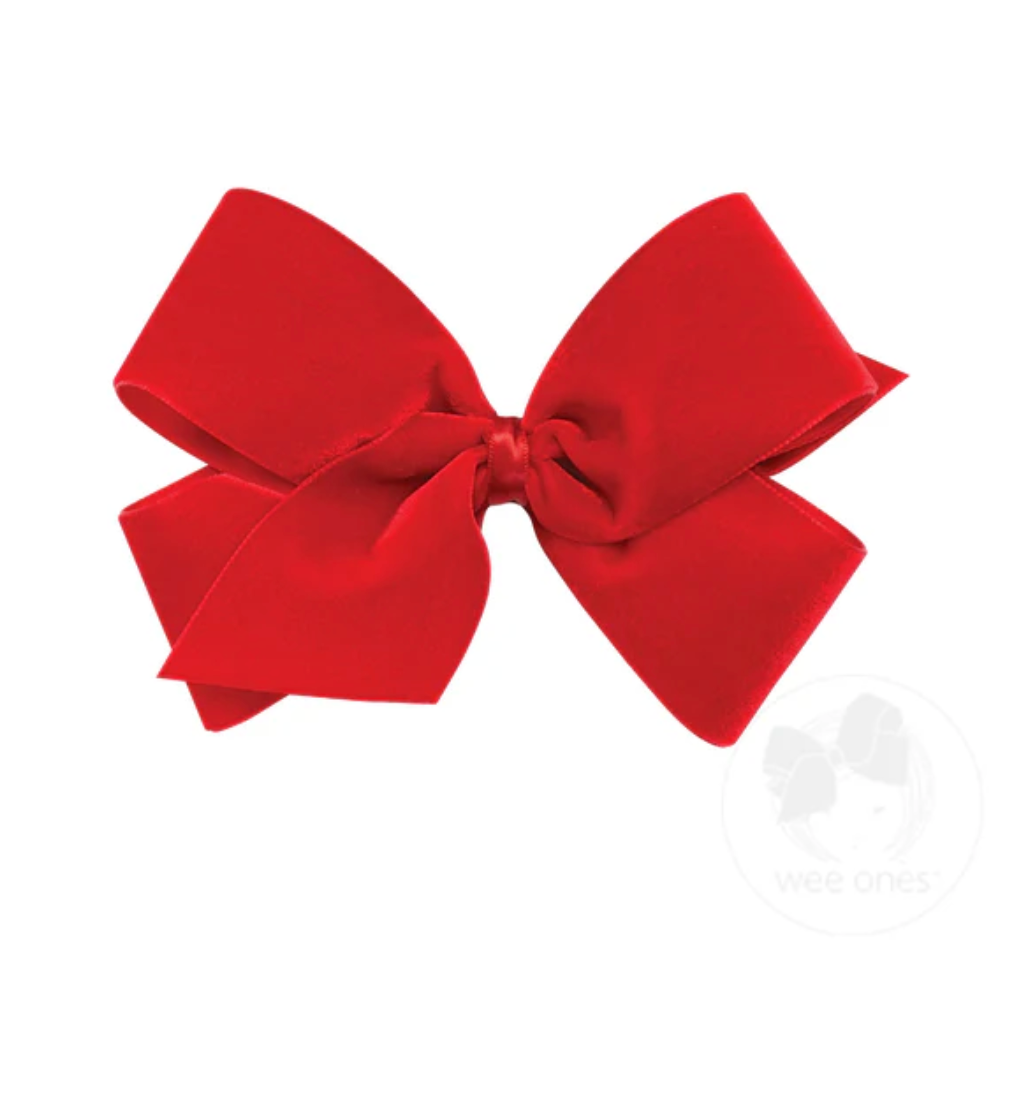 wee ones: Small King Classic Velvet Bow - Red