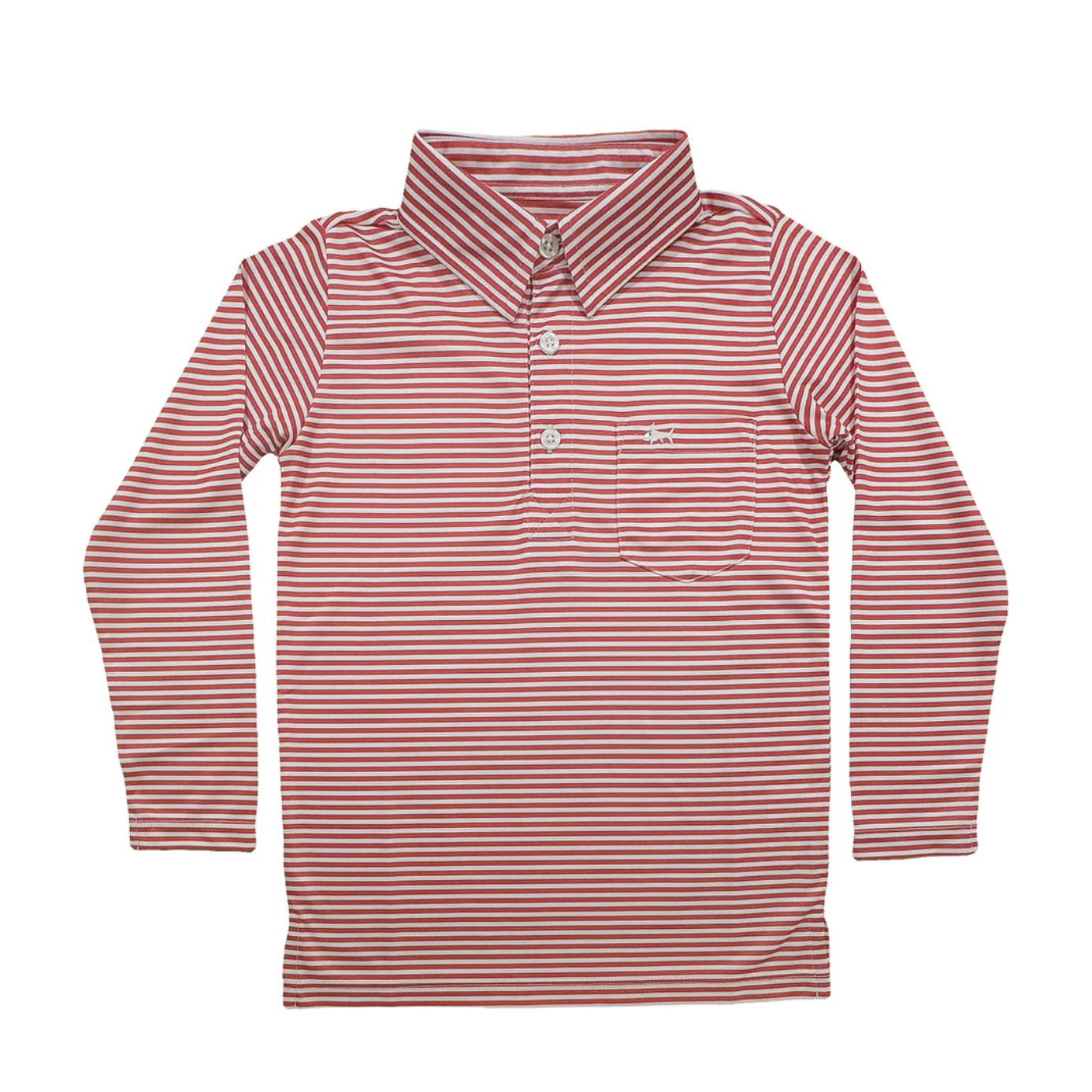 Saltwater Boys Company: Inshore Performance LS Polo - Red Stripe