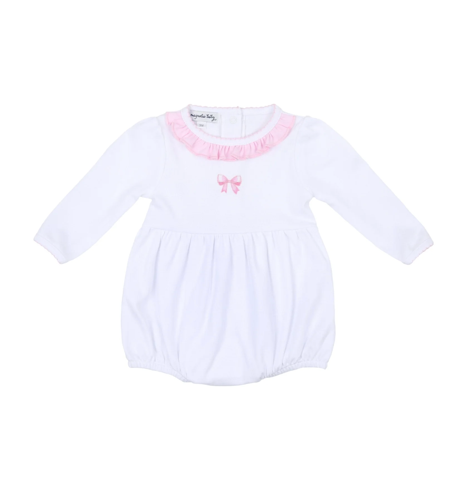 Magnolia Baby: Baby Bows Embroidered Long Sleeve Bubble