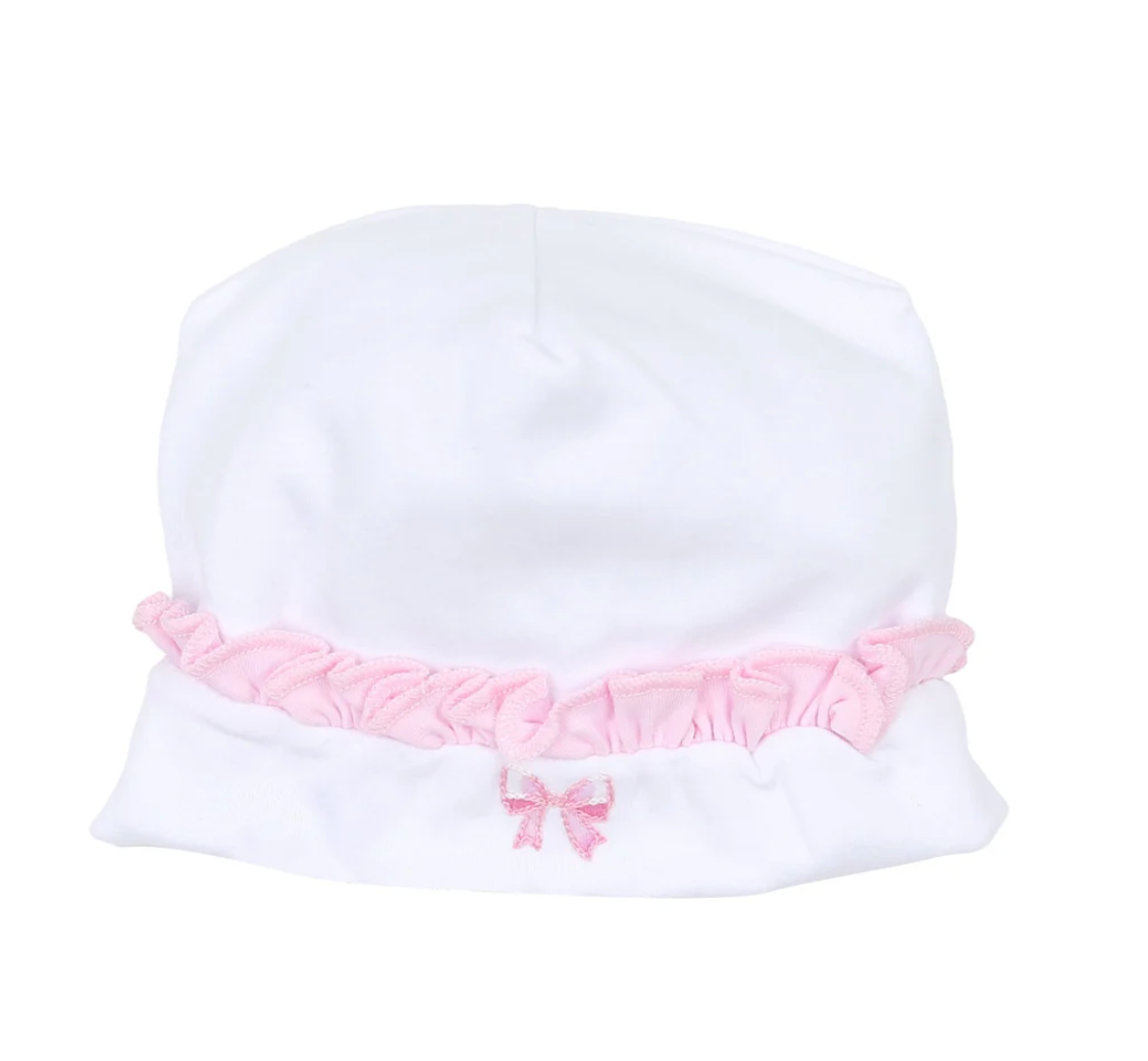 Magnolia Baby: Baby Bows Embroidered Ruffle Hat