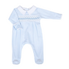 Magnolia Baby: Lilly and Logan Smocked Footie - Blue