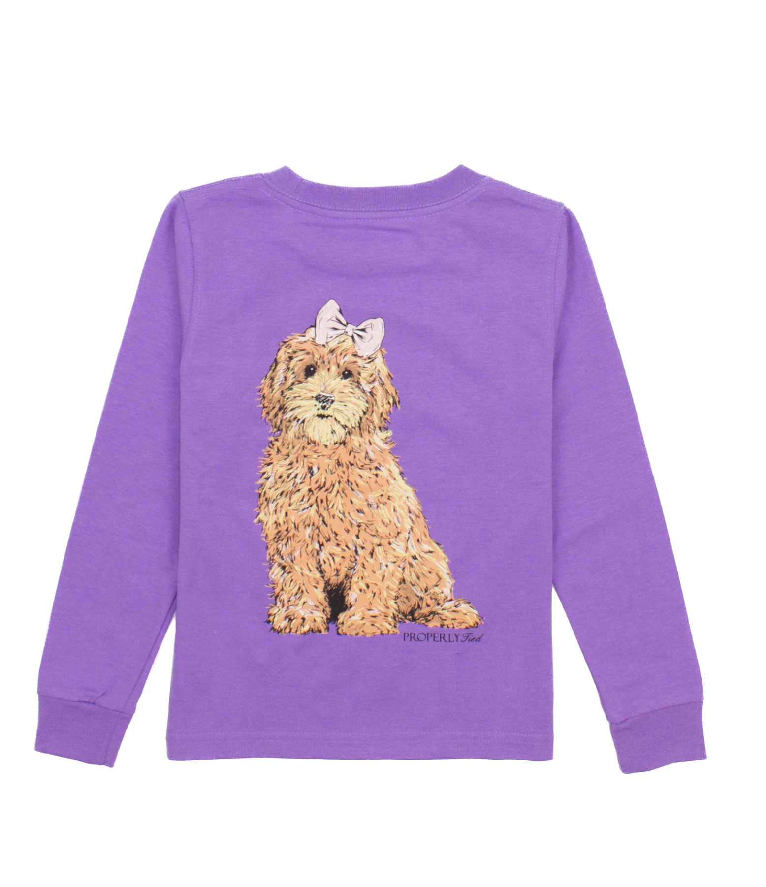 Properly Tied: Girls Goldendoodle LS - Light Purple