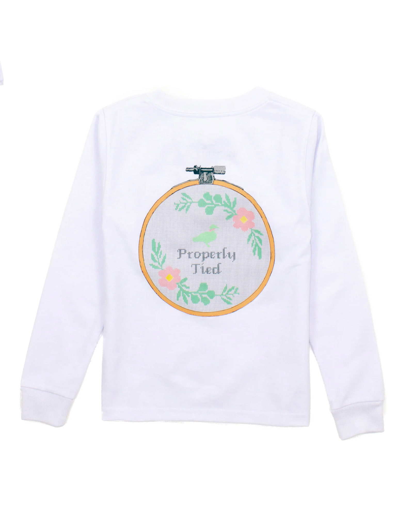 Properly Tied: Girls Cross Stitch LS - White