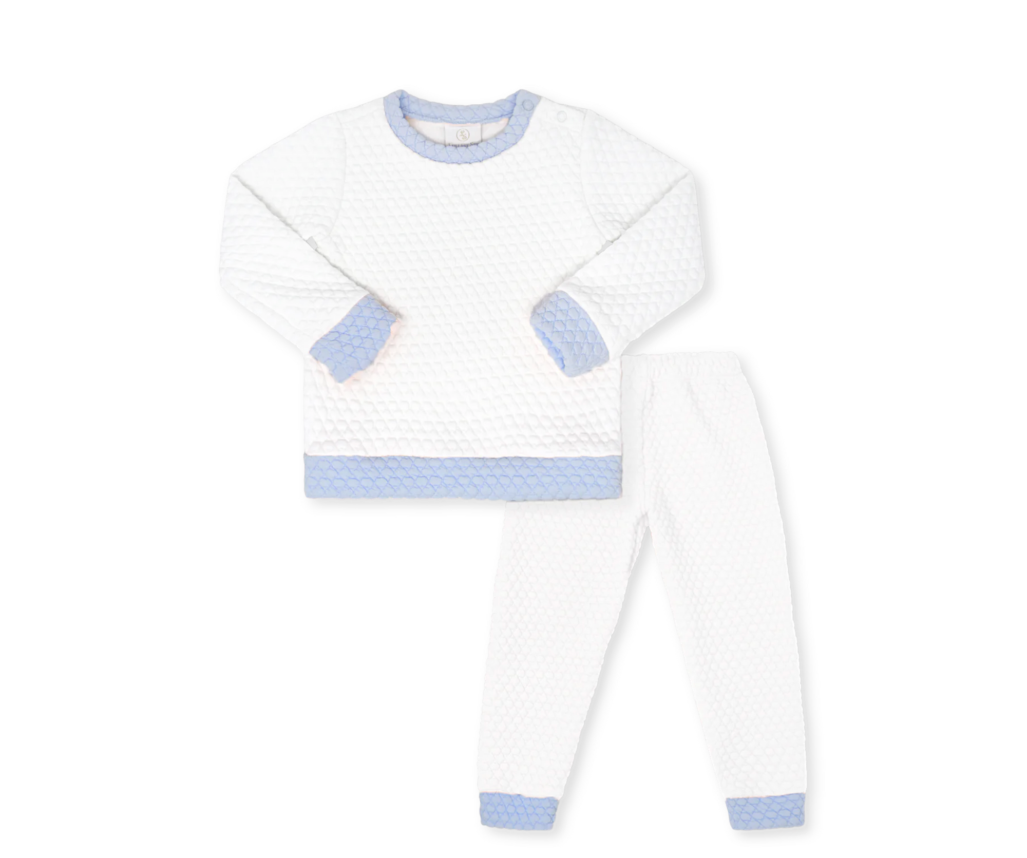 Lullaby Set: Quilted Sweatsuit Worthington White Quilted - Windy Blue Quilted