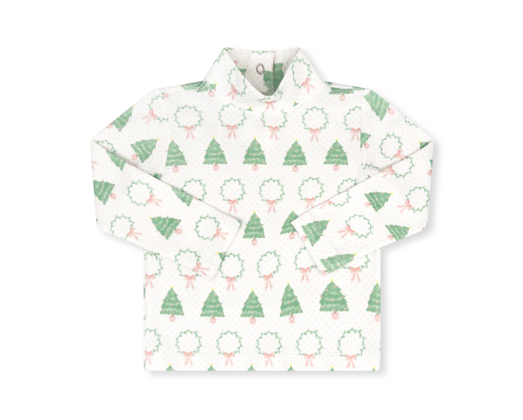 Lullaby Set: Tiny Tot Turtleneck - Oh Christmas Tree, Pink