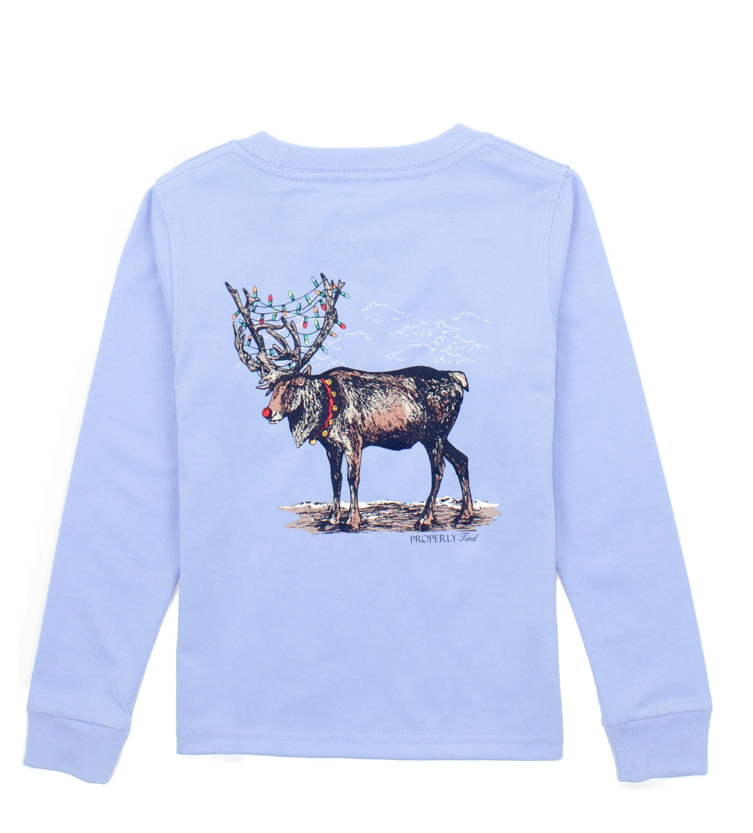 Properly Tied: Boys Reindeer LS - Light Blue