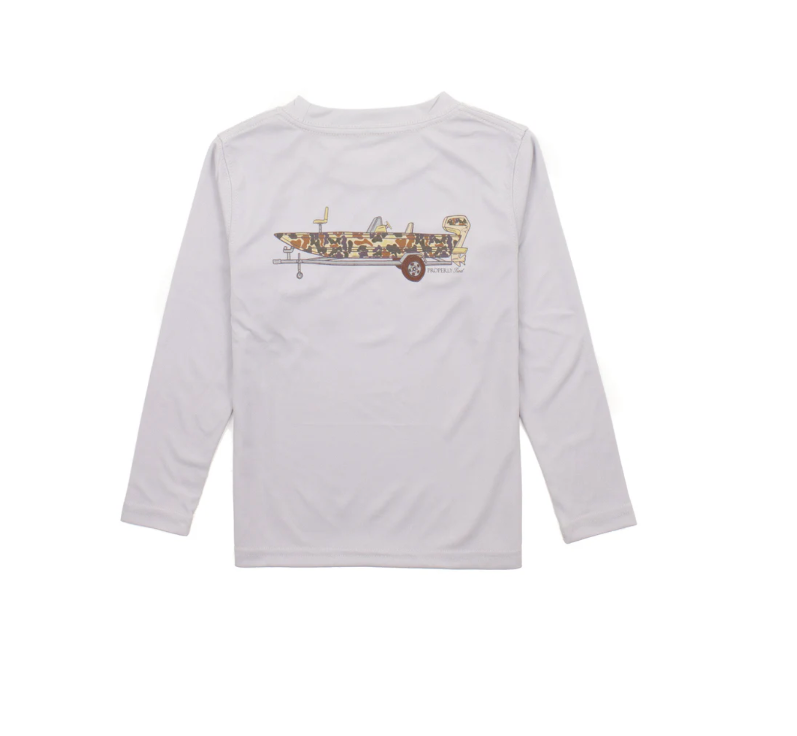 Properly Tied: Boys Performance Tee LS Camo Boat - Ice Grey