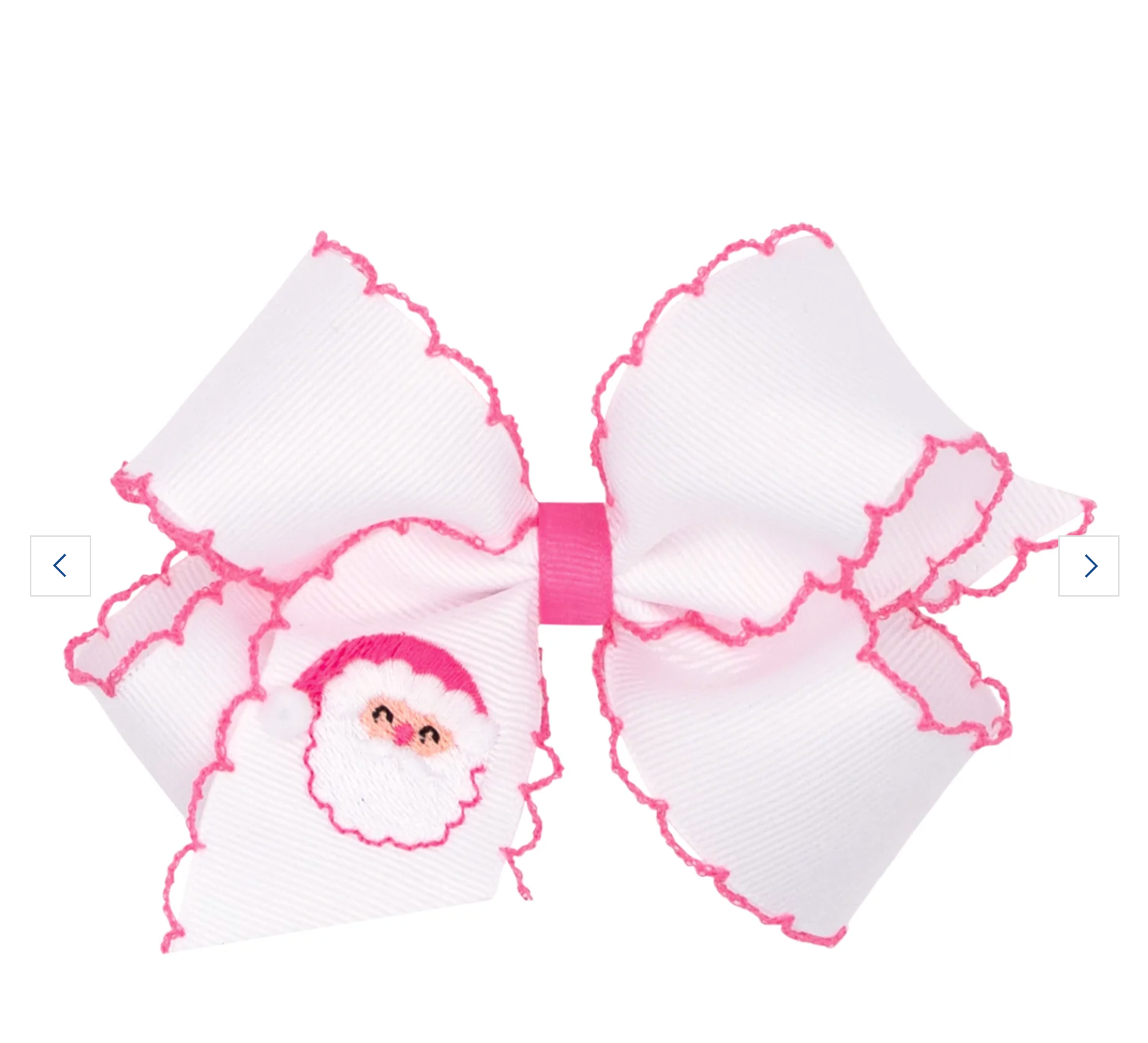 wee ones: Santa Embroidered Moonstitch Bow - Pink