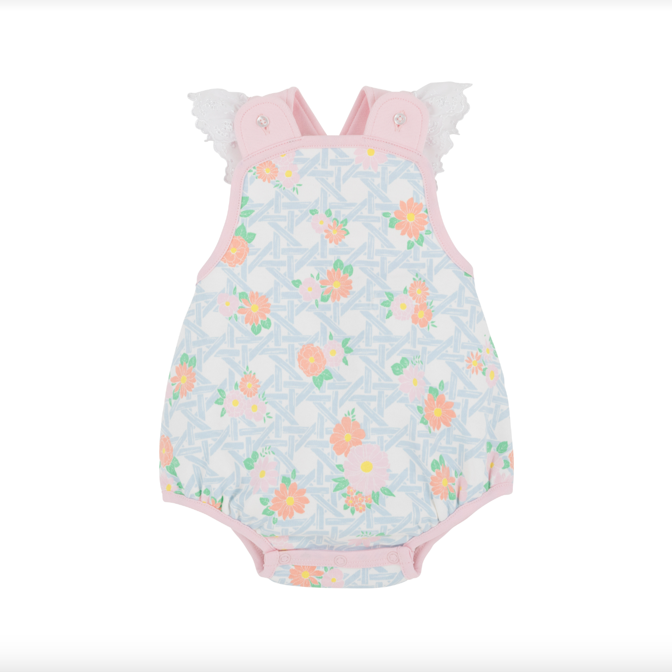 TBBC: Saylor Sunsuit - Cayman Island Cane/Palm Beach Pink