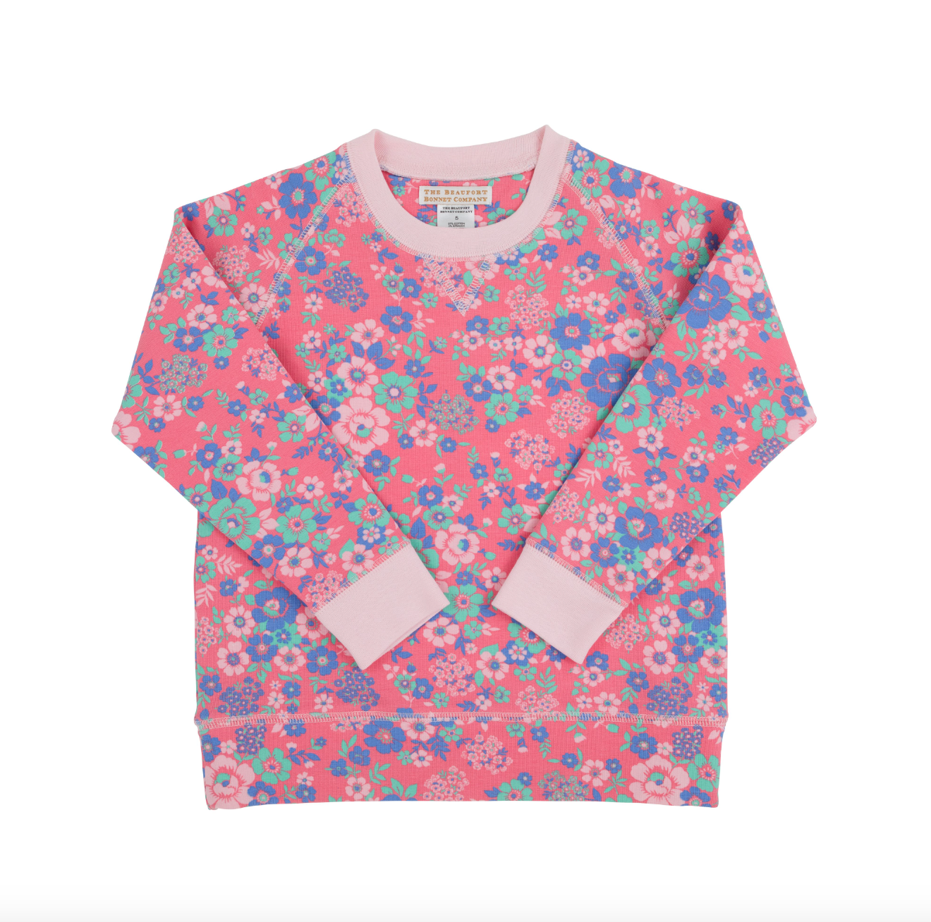 TBBC: Cassidy Comfy Crewneck - Mt Paran Mini Flora/Palm Beach Pink