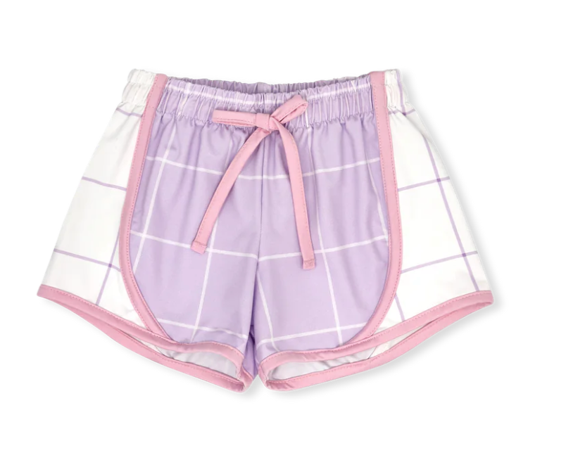 Set Athletic:Elise Short - Petal Purple Willington Windowpane, Cotton Candy Pink