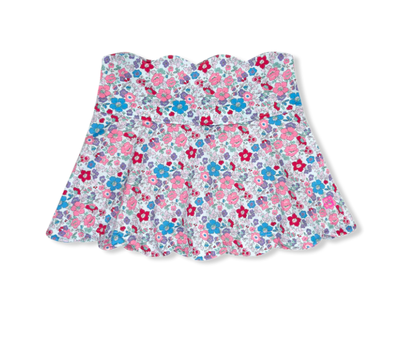 Set Athletic: Zoe Scallop Skort - Bloomberry Floral, Power Pink