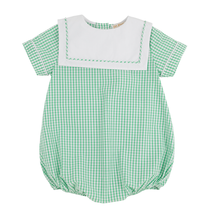 TBBC: Townes Top Sail Bubble- Woven-Kiawah Kelly Green Windowpane/Worth Ave White