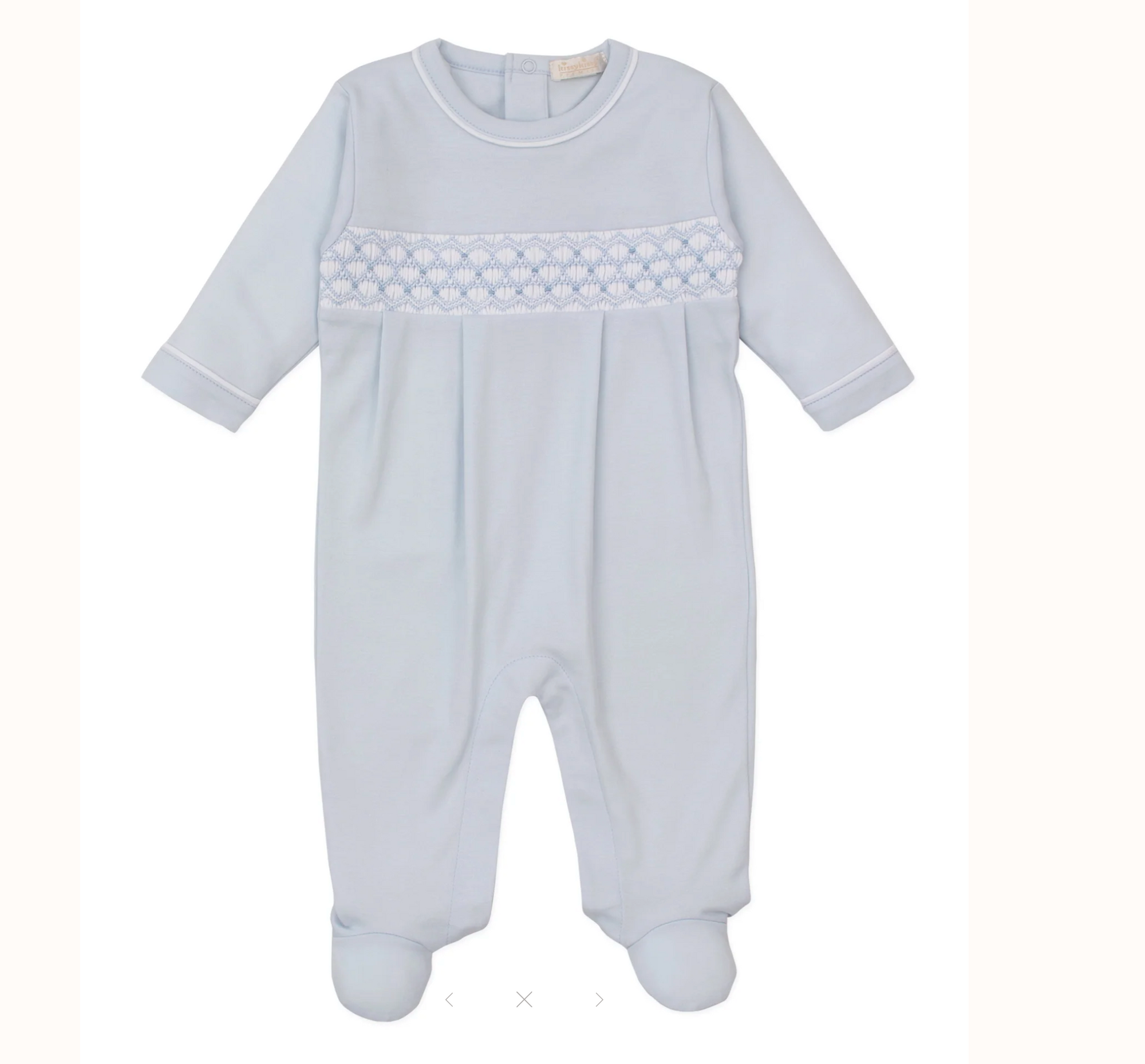 Kissy Kissy: Blue Hand Smocked Footie