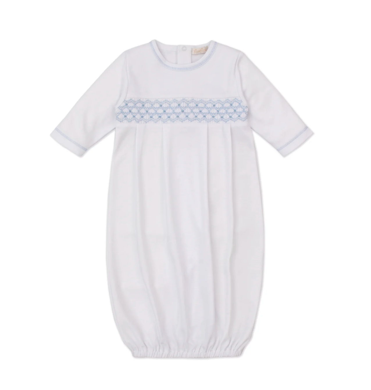 Kissy Kissy: White/Blue Hand Smocked Sack