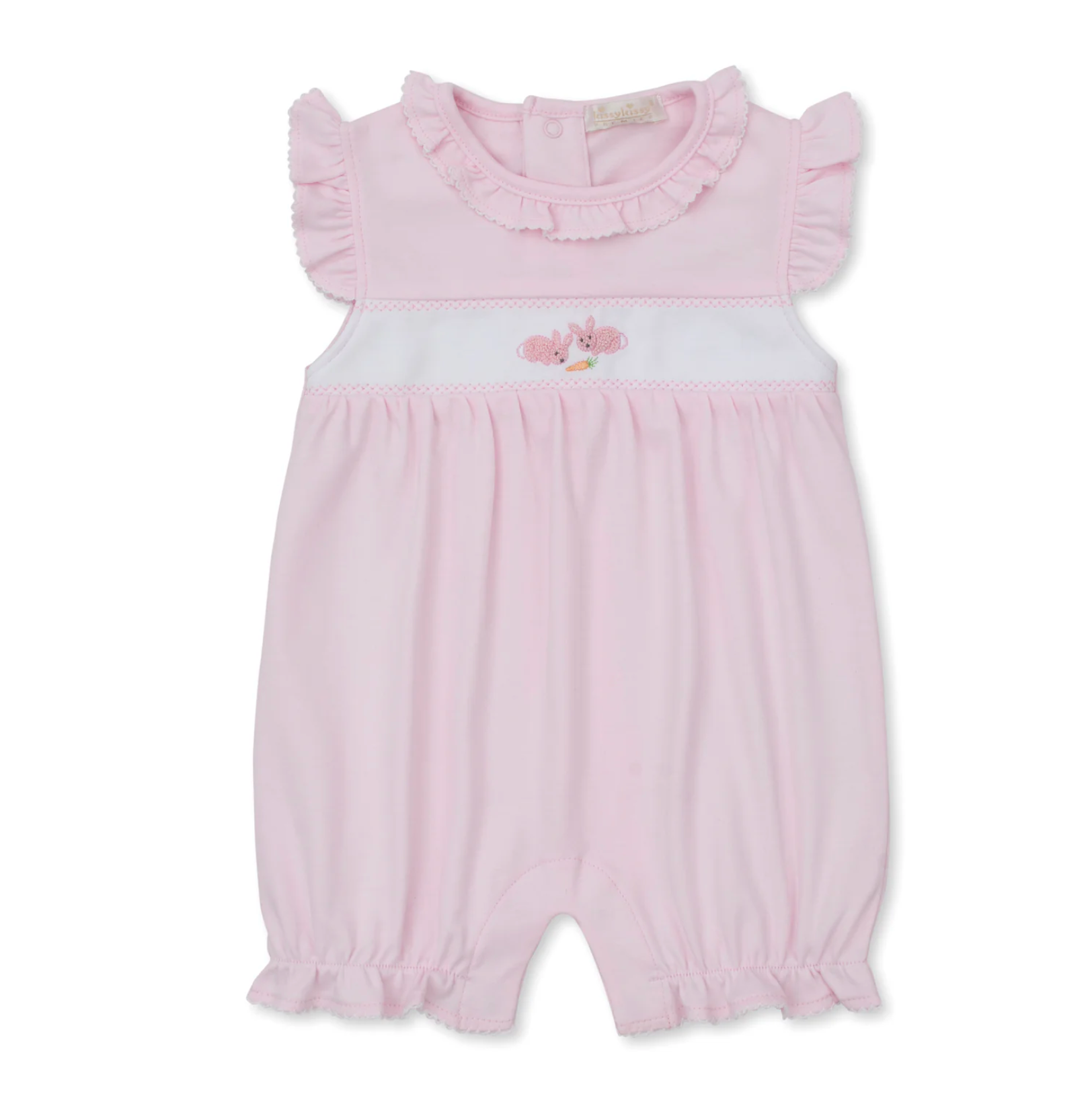 Kissy Kissy: Premier Baby Bunny Patch Pink Hand Emb Short Playsuit