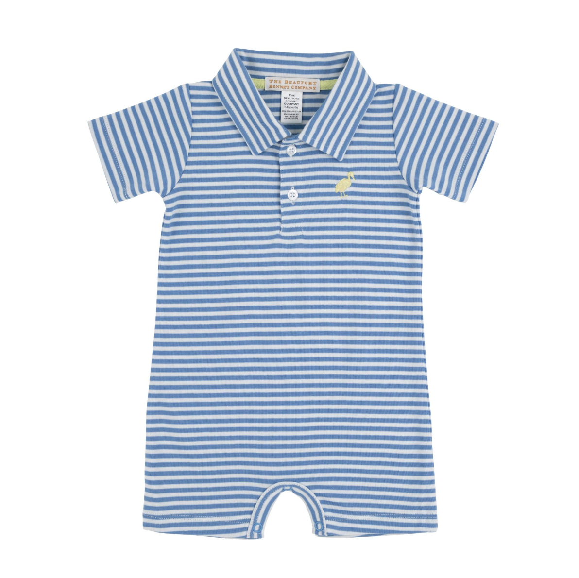 TBBC: Sir Propers Romper - Pima - Barbados Blue Stripe/Barbados Blue/Bellport Butter Yellow