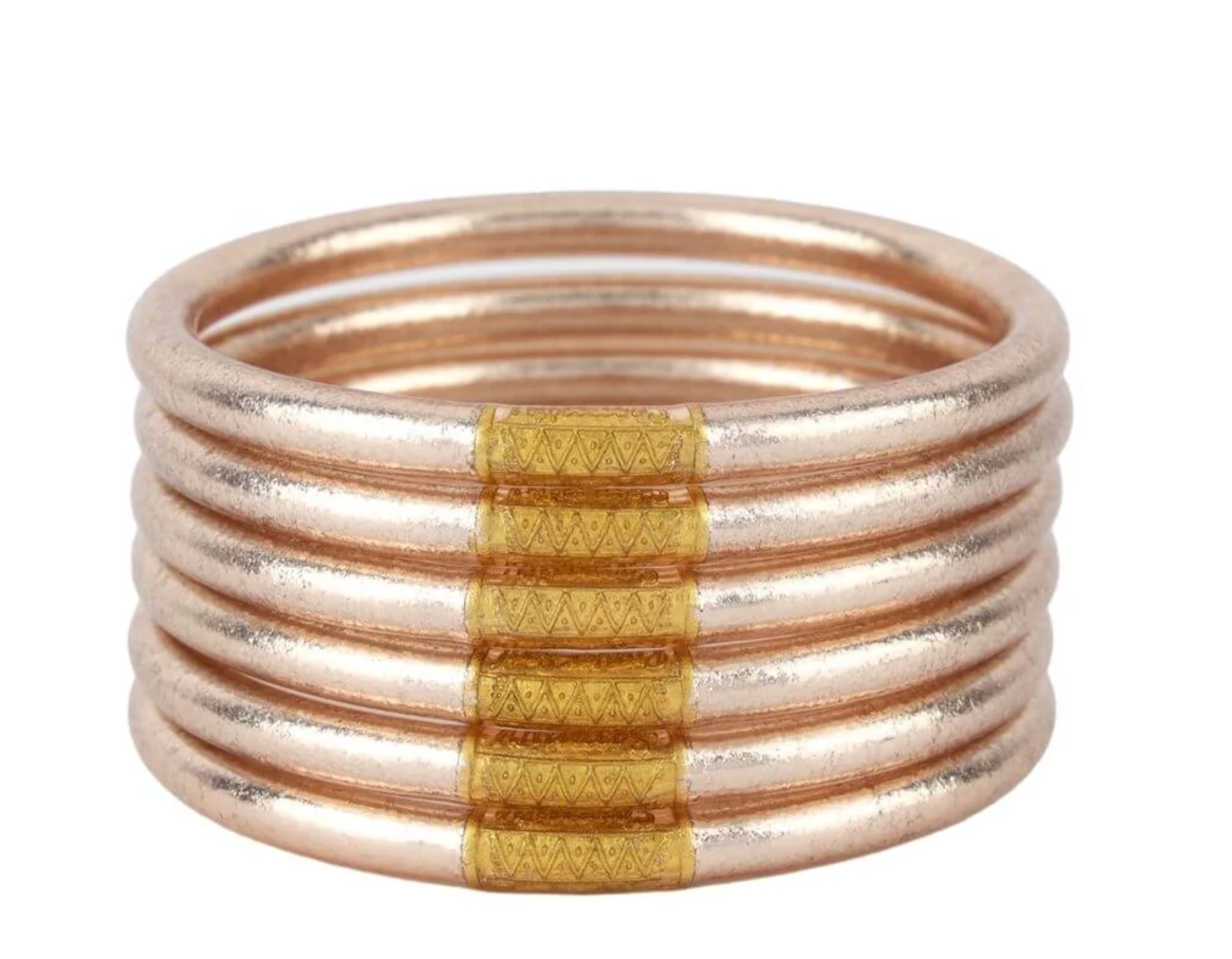 Budhagirl: Champagne All Weather Bangles® (Set of 6) - Serenity Prayer