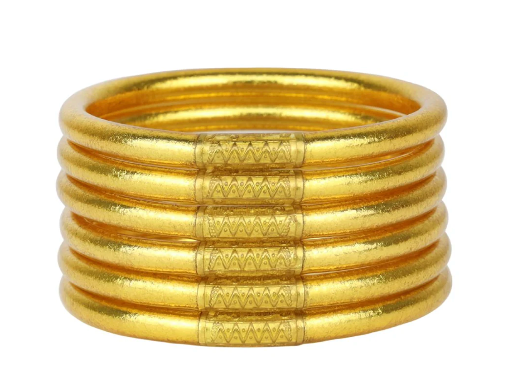 Budhagirl: Gold All Weather Bangles® (Set of 6) - Serenity Prayer
