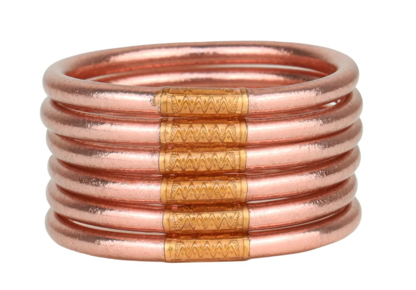 Budhagirl: Rose Gold All Weather Bangles® (Set of 6) - Serenity Prayer