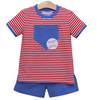 Trotter Street: Boys Red Baseball Pocket Shorts Set