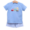 Trotter Street: Boys Blue Car Hauler Shorts Set