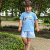 Trotter Street: Boys Blue Car Hauler Shorts Set