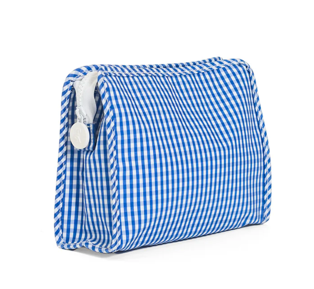 TRVL: ROADIE MEDIUM ZIP POUCH - GINGHAM ROYAL