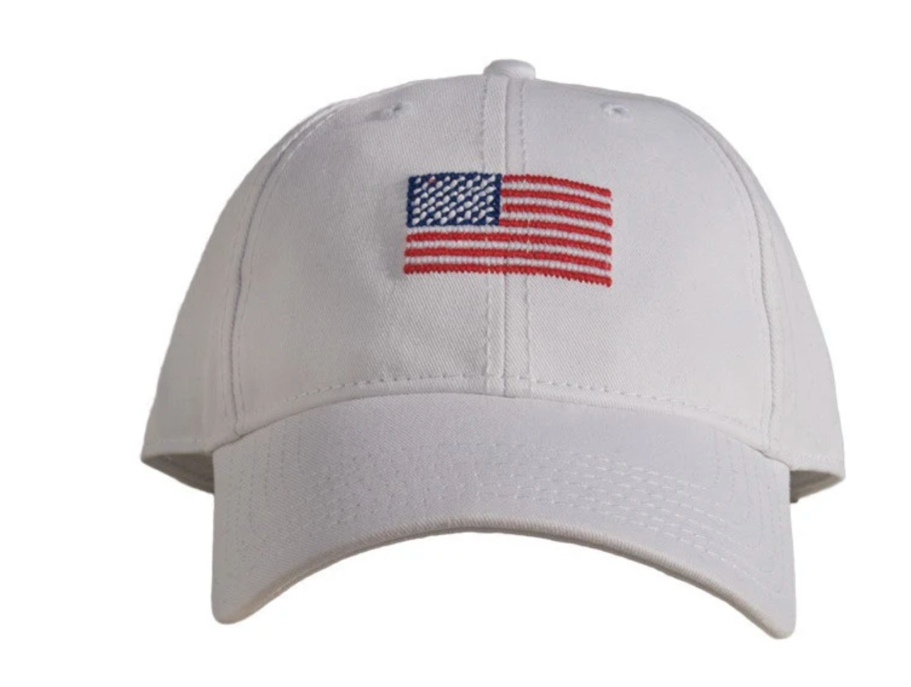 Harding Lane : American Flag Baseball Cap in White