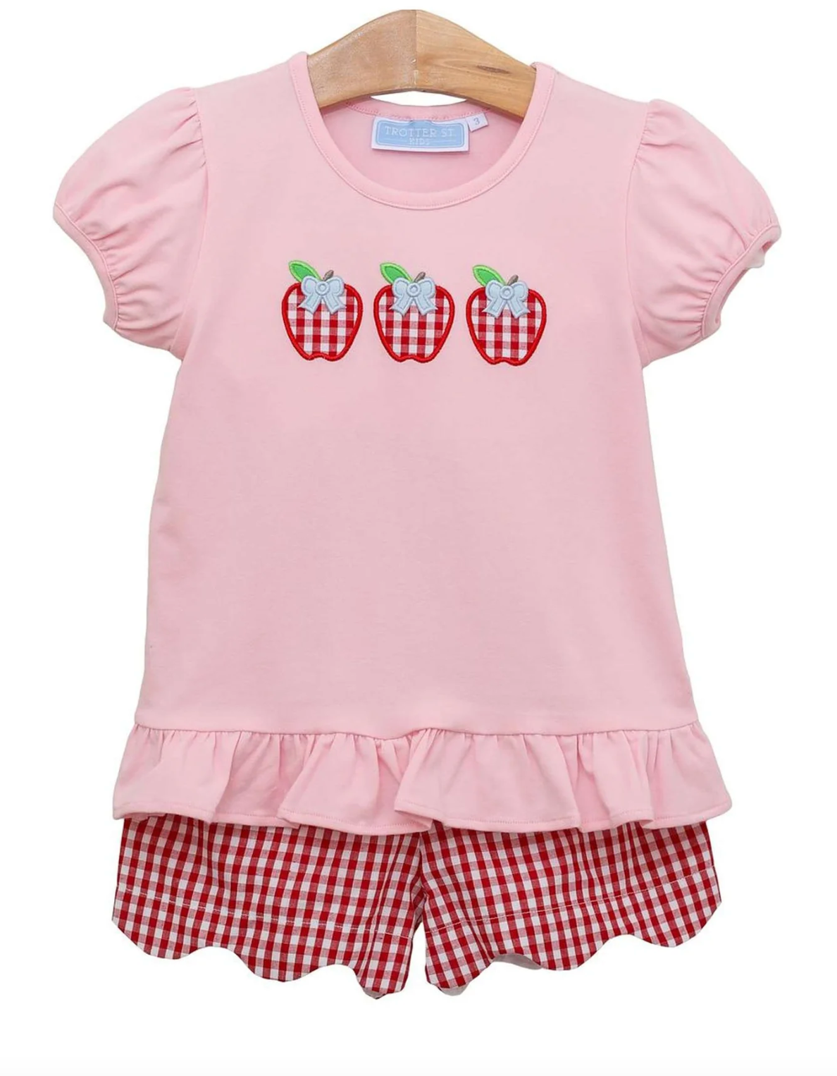 Trotter Street: Apple Trio Ruffle Short Set - Girls