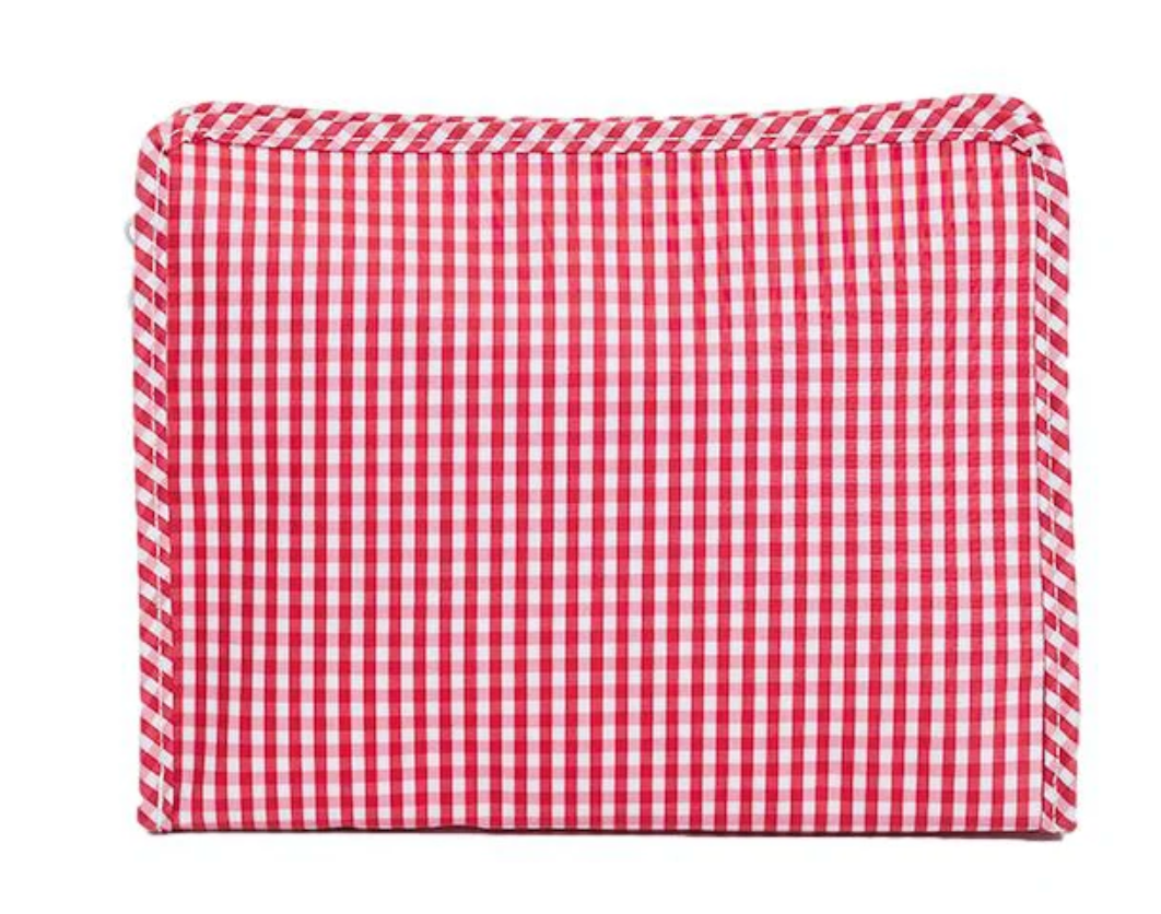 TRVL: ROADIE LARGE ZIP POUCH - GINGHAM RED