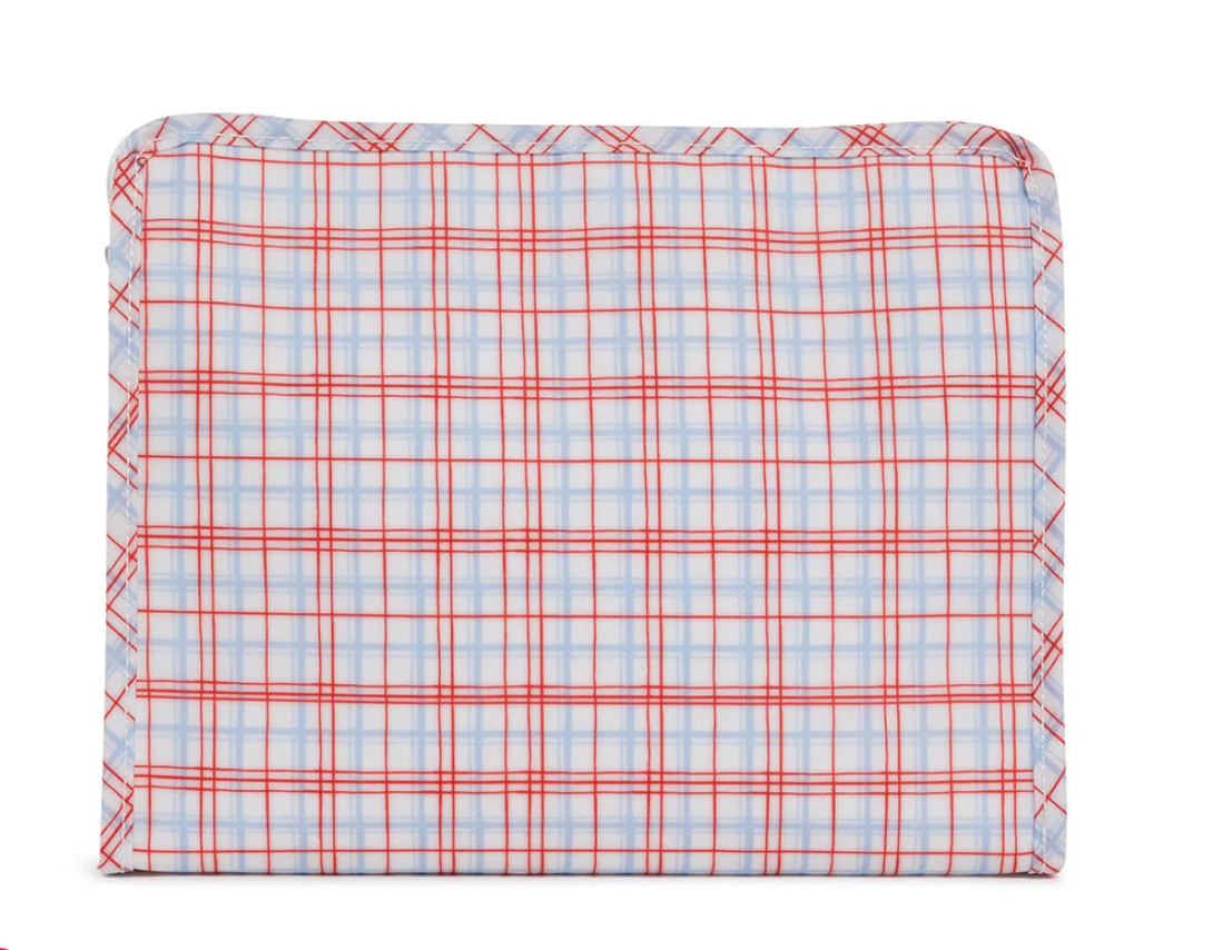 TRVL: ROADIE LARGE ZIP POUCH - CLASSIC PLAID RED