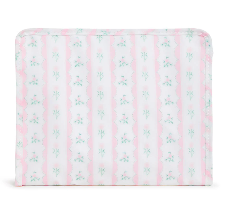 TRVL: ROADIE LARGE ZIP POUCH - RIBBON FLORAL PINK