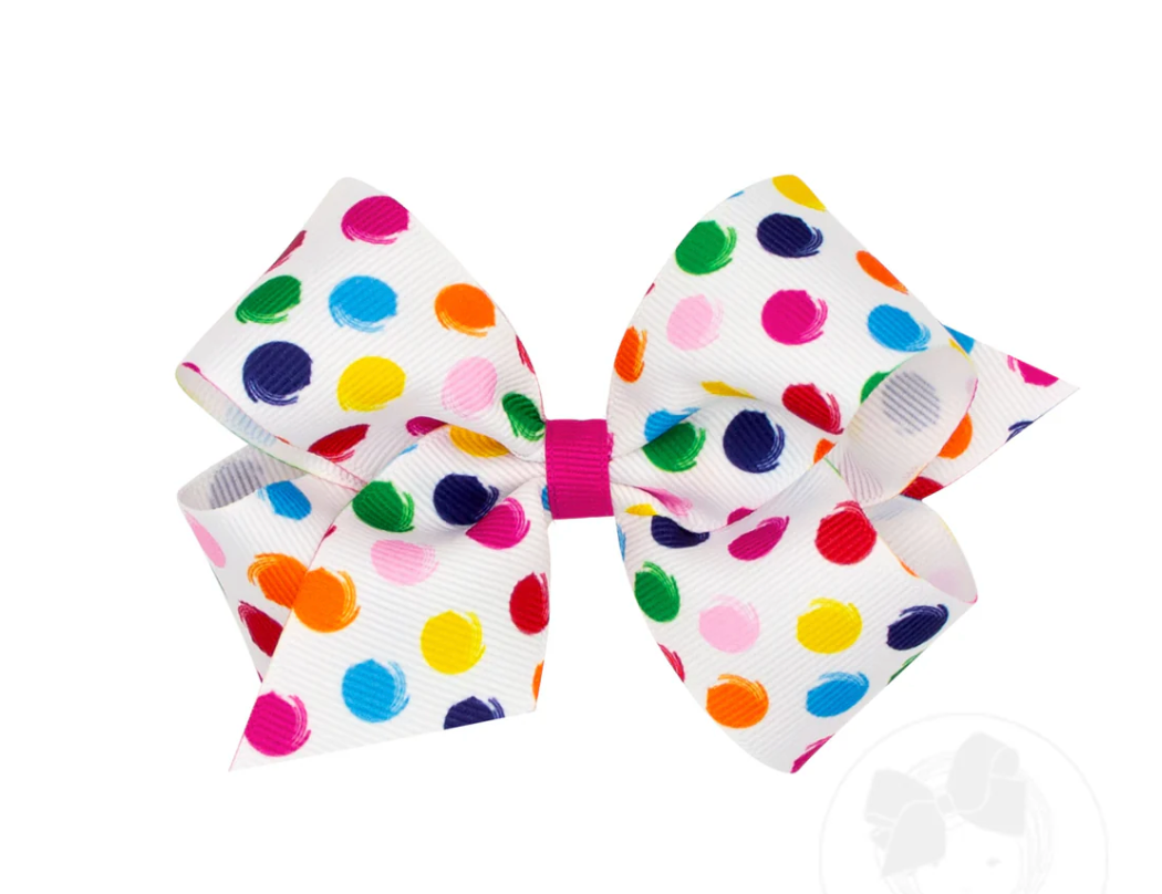 Wee Ones: Medium Back to School Print Grosgrain Hair Bow
