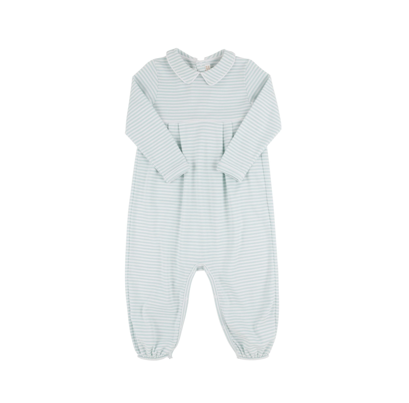TBBC: Long Sleeve Bradford Romper- Old Greenwich Green Stripe/Worth Ave White